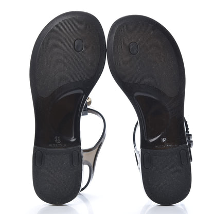 Chanel Jelly Camellia Thong Sandals 35 Black 5 of 7