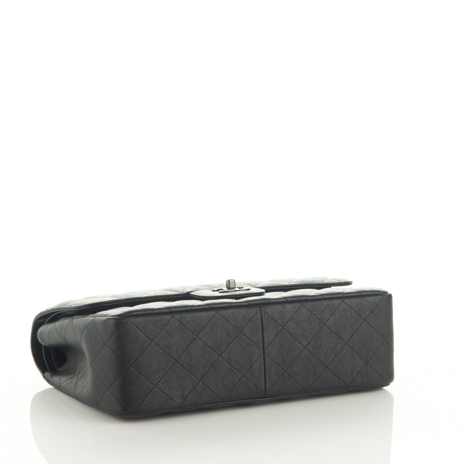 Chanel Crumpled Calfskin Quilted Jumbo Double Flap So Black 4 of 8