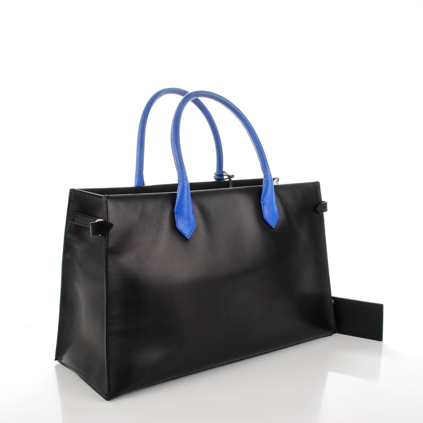 Calfskin Karung S Padlock Nude Work Black Electric Blue