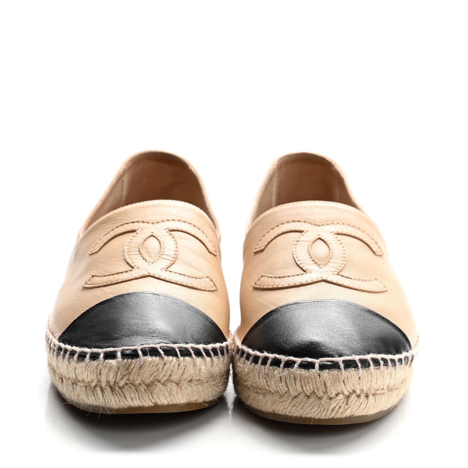 Chanel Lambskin CC Espadrilles 39 Beige Black 3 of 9