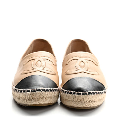 Chanel Lambskin CC Espadrilles 39 Beige Black 3 of 9