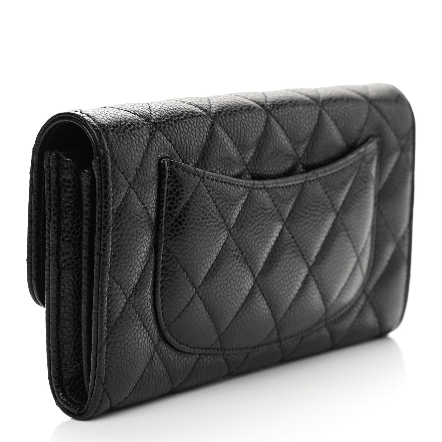 Chanel Caviar Quilted Large Gusset Flap Wallet Black 3 of 9