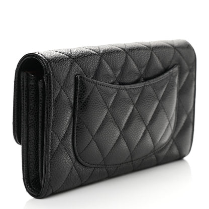 Chanel Caviar Quilted Large Gusset Flap Wallet Black 3 of 9