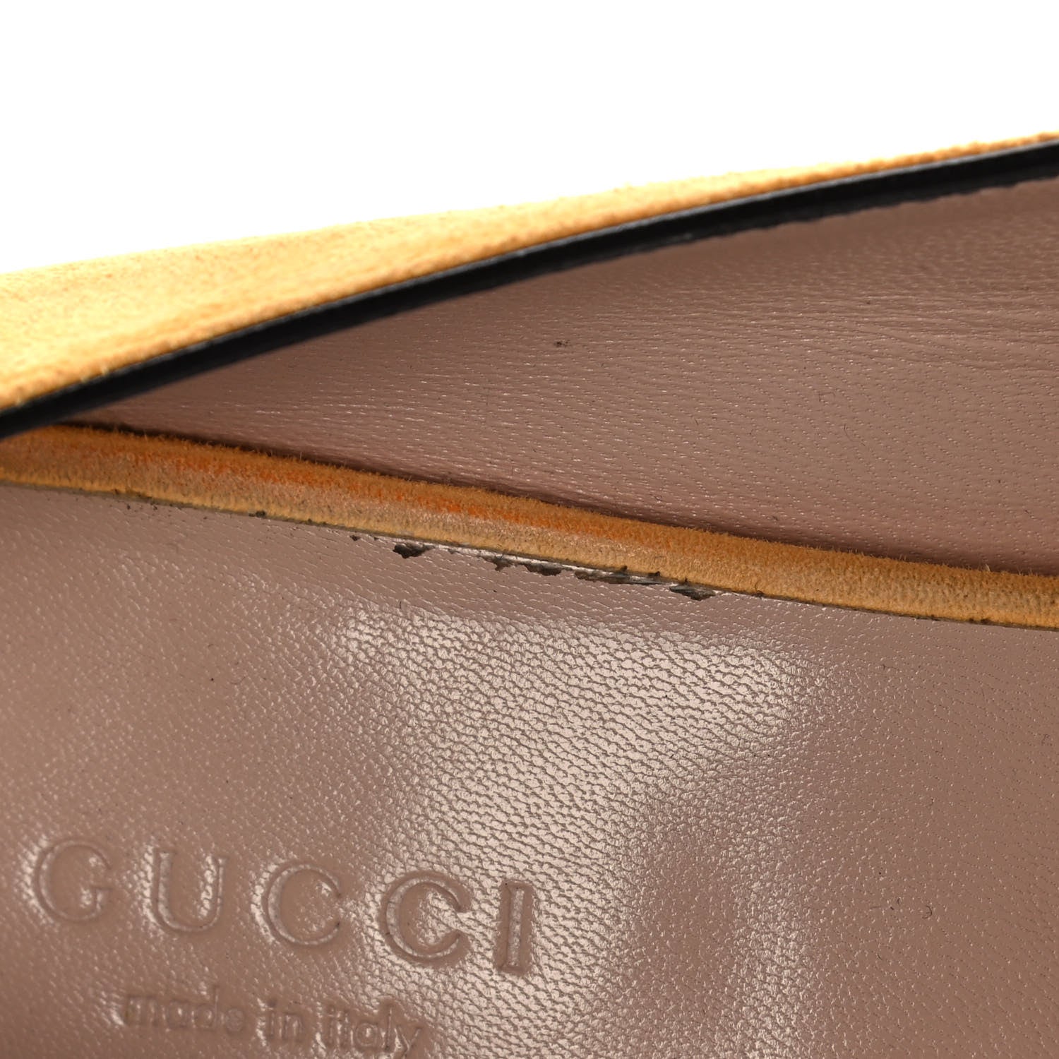 Gucci Kid Scamosciato GG Marmont Fringe 50mm Loafer Pumps 37.5 Crystal Copper 8 of 12