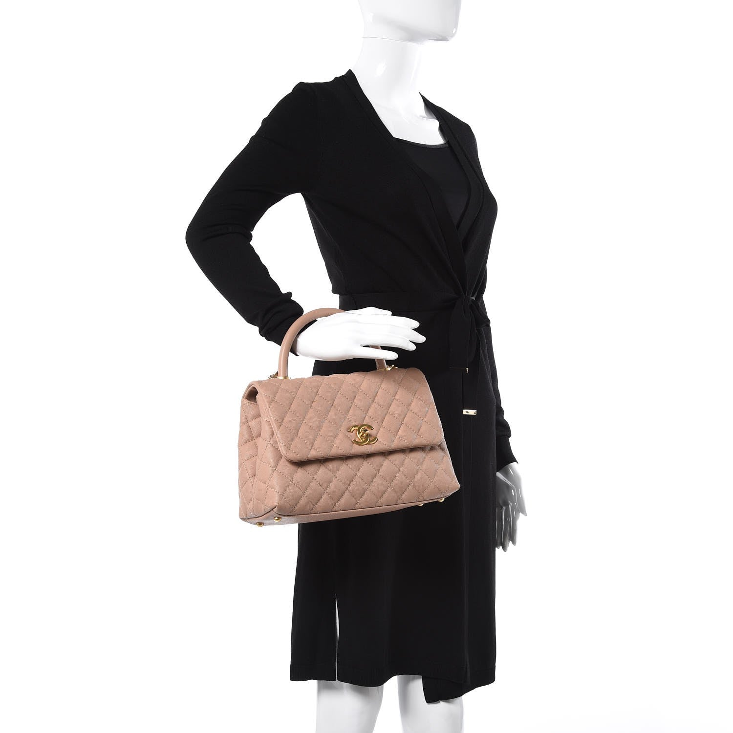 Chanel Caviar Quilted Small Coco Handle Flap Light Beige 3 of 10