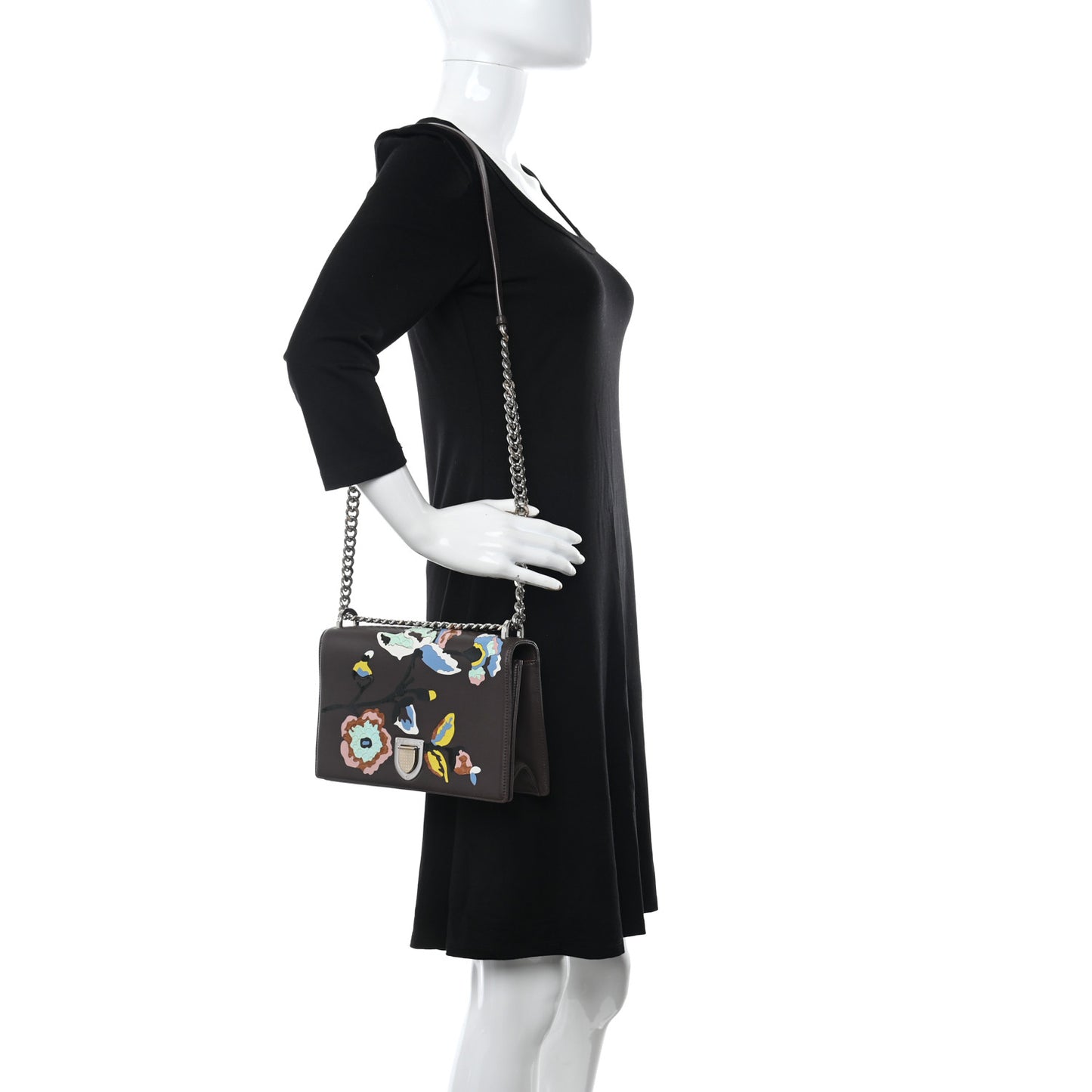 Calfskin Lambskin Paradise Medium Diorama Flap Bag Burgundy Multicolor
