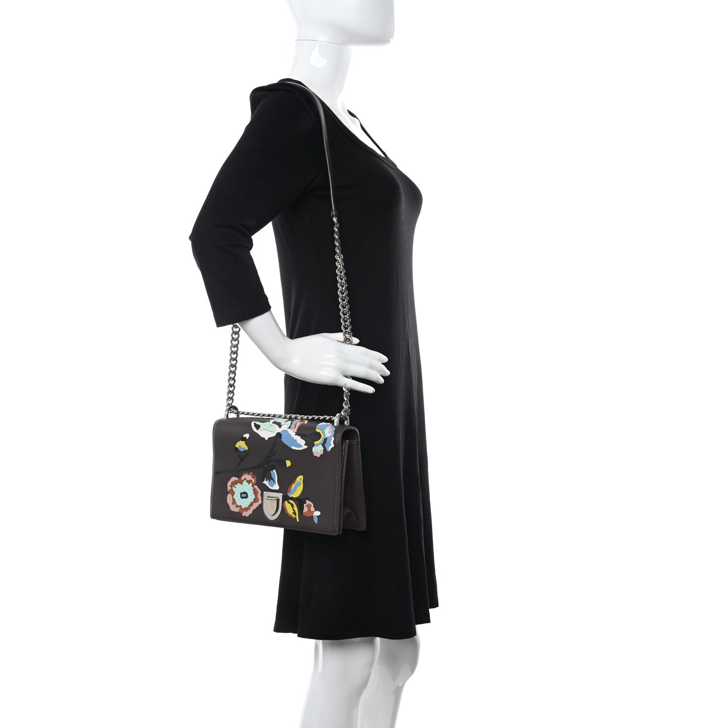 Christian Dior Calfskin Lambskin Paradise Medium Diorama Flap Bag Burgundy Multicolor 2 of 16