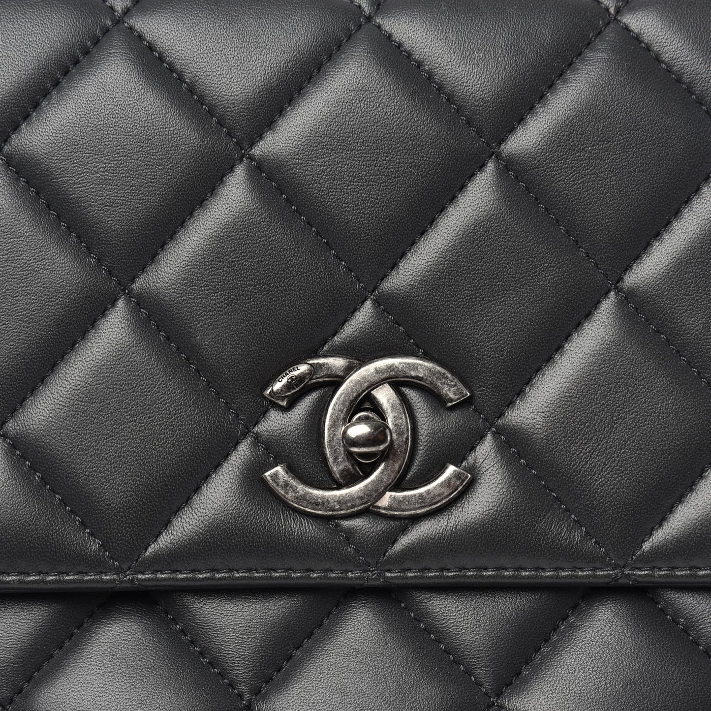 Lambskin Quilted Large Trendy CC Dual Handle Flap Bag Dark Grey