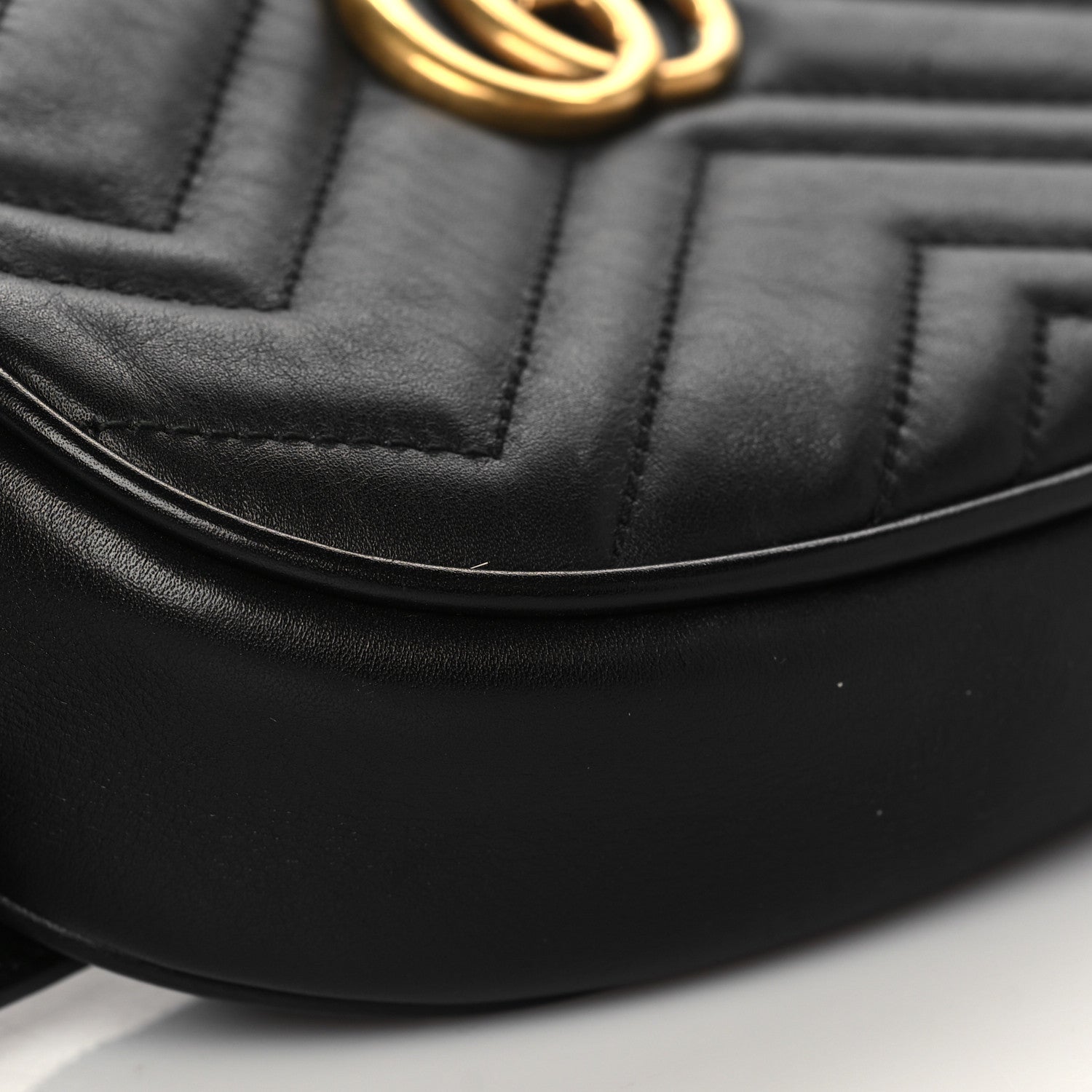 Gucci Calfskin Matelasse GG Marmont Belt 75 30 Bag Black 9 of 10