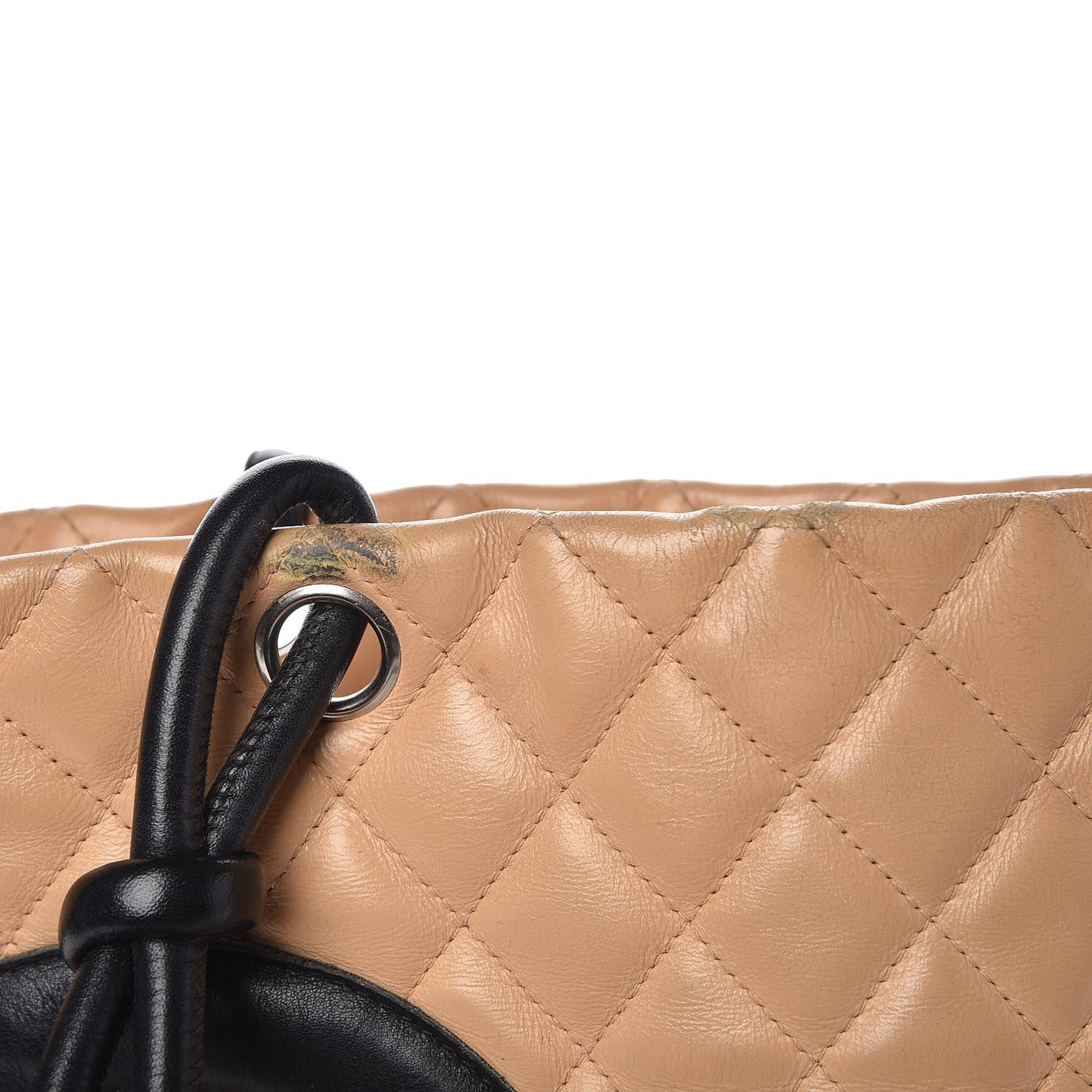 Calfskin Quilted Large Cambon Tote Beige Black