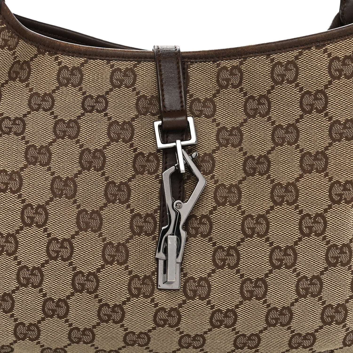 Gucci Monogram Lobster Clasp Jackie O Hobo Brown 8 of 10