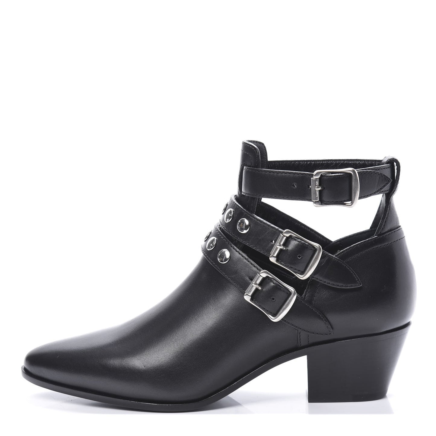 Calfskin Rock Rivet Stud Booties 36 Black