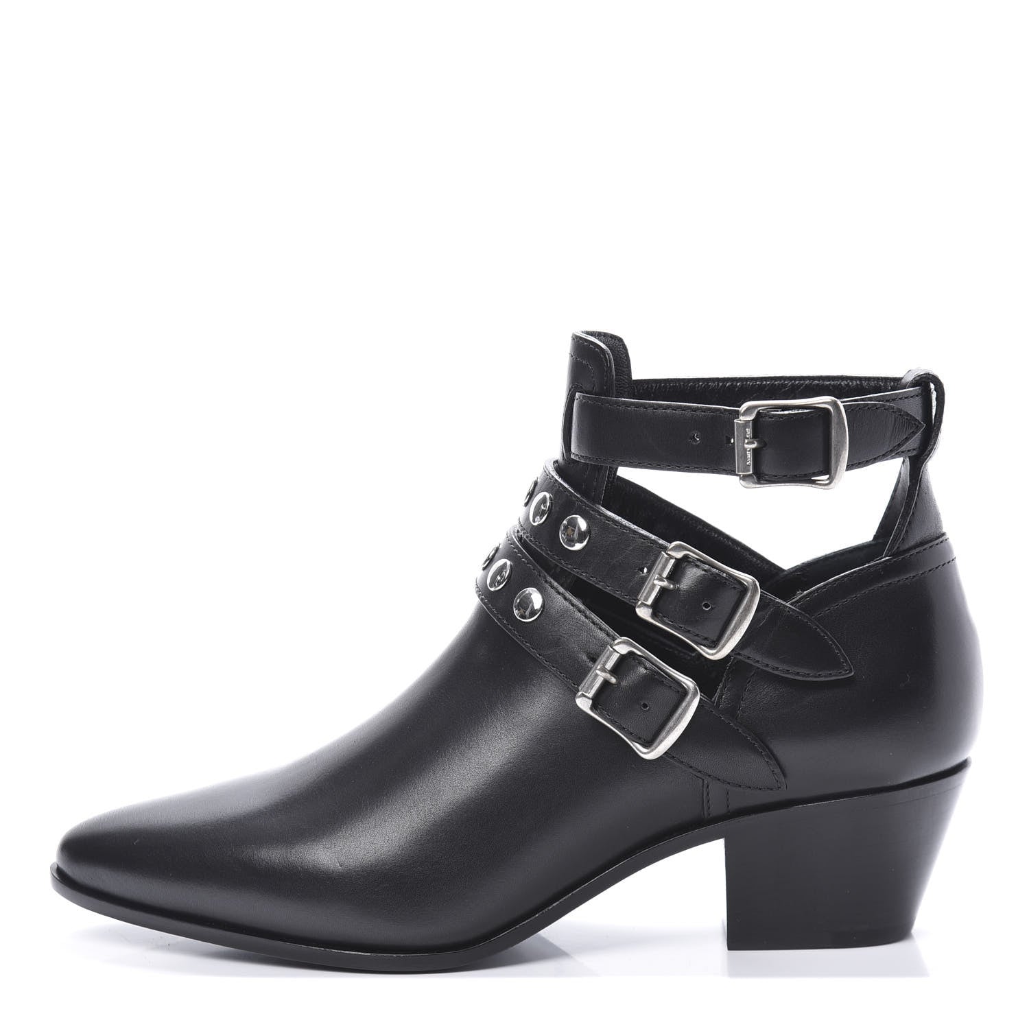 Saint Laurent Calfskin Rock Rivet Stud Booties 36 Black 1 of 8