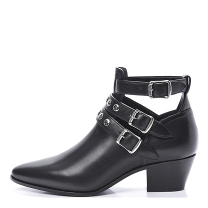 Saint Laurent Calfskin Rock Rivet Stud Booties 36 Black 1 of 8