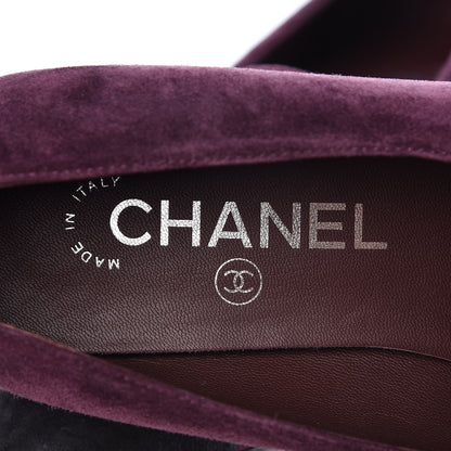 Chanel Suede Cap Toe Moccasin Loafers 36.5 Burgundy Black 7 of 11