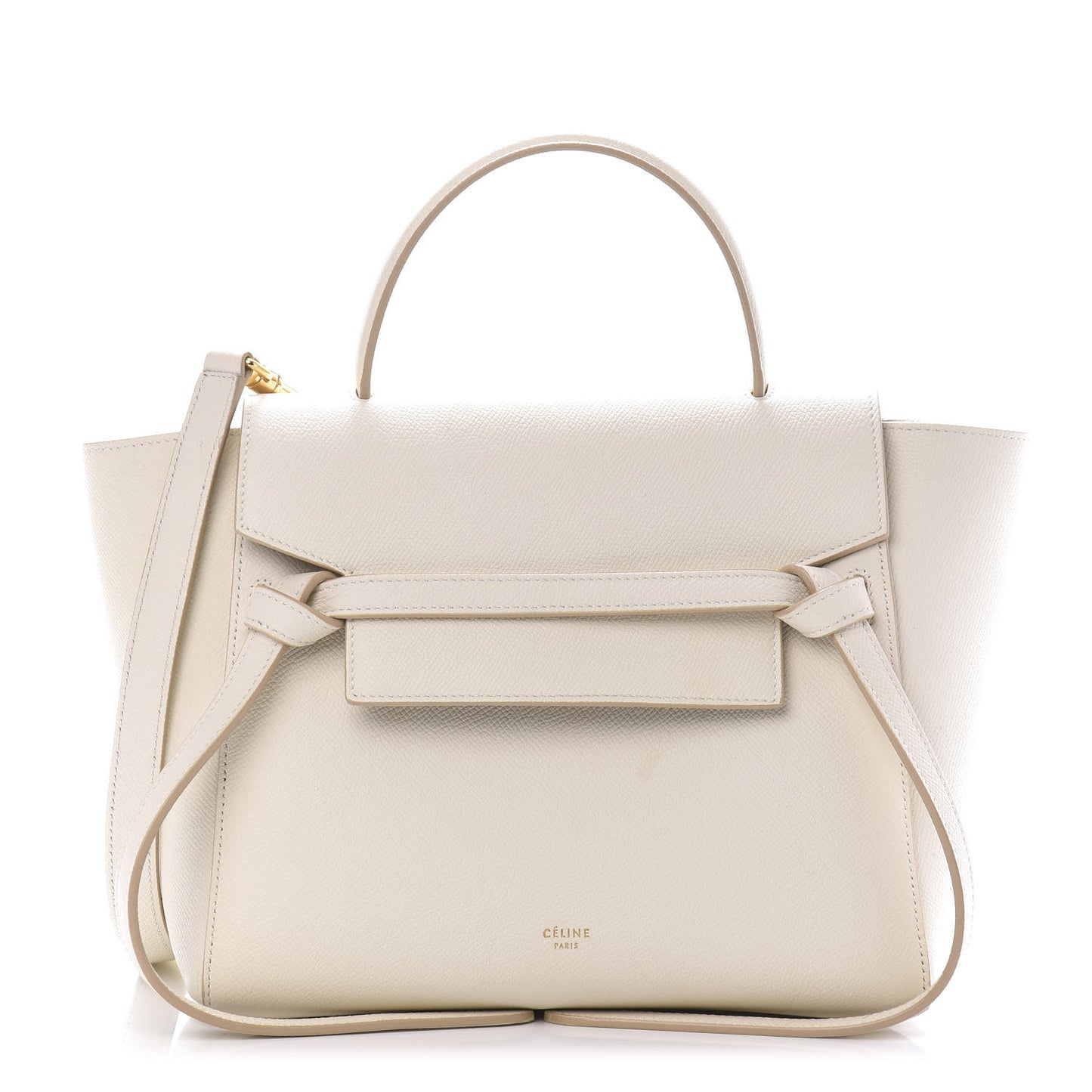 Grained Calfskin Micro Belt Bag White