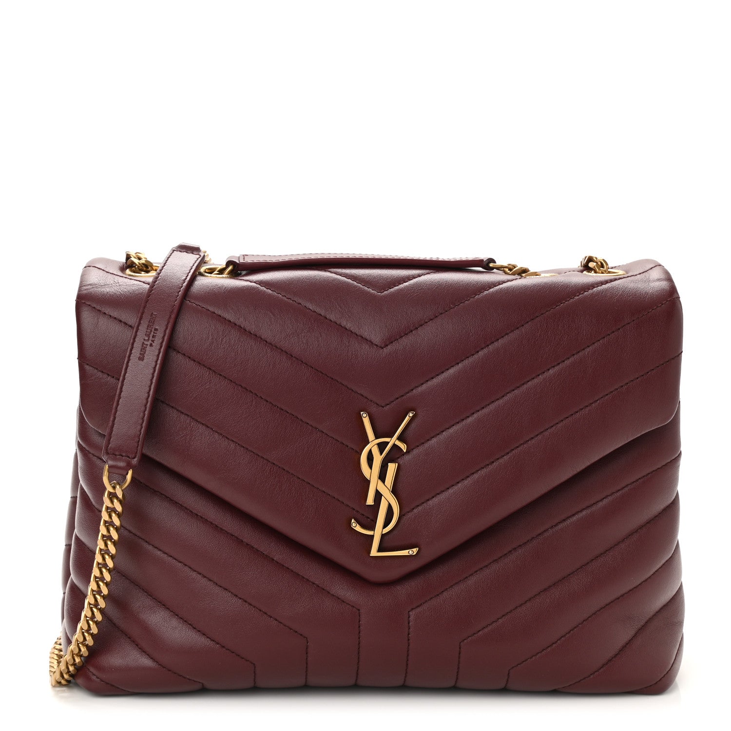 Saint Laurent Calfskin Y Quilted Monogram Medium Loulou Chain Satchel Palissandre 1 of 11