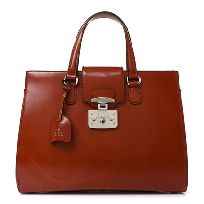 Gucci Regent Calfskin Large Lady Lock Flap Top Handle Bag Tan 1 of 10