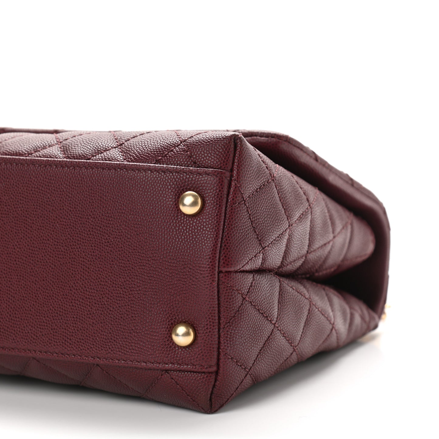 Caviar Lizard Embossed Quilted Small Coco Handle Flap Burgundy
