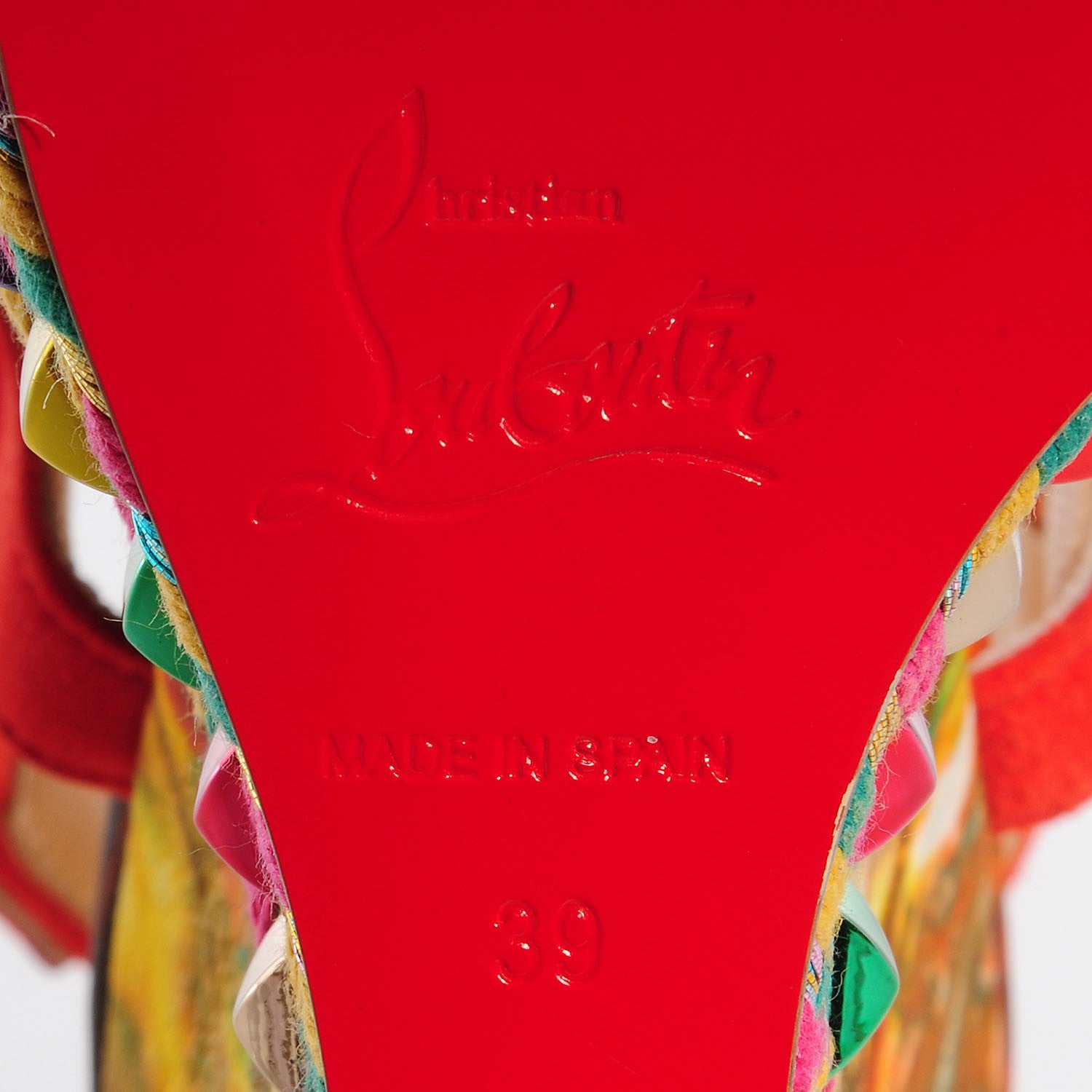 Christian Louboutin Lambskin Suede Cubana Cataclou 140 Wedge Sandals 39 Poppy 6 of 6