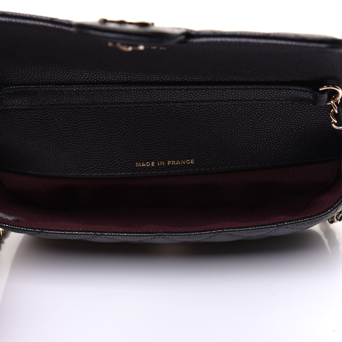 Caviar Quilted Glasses Case With Chain Black