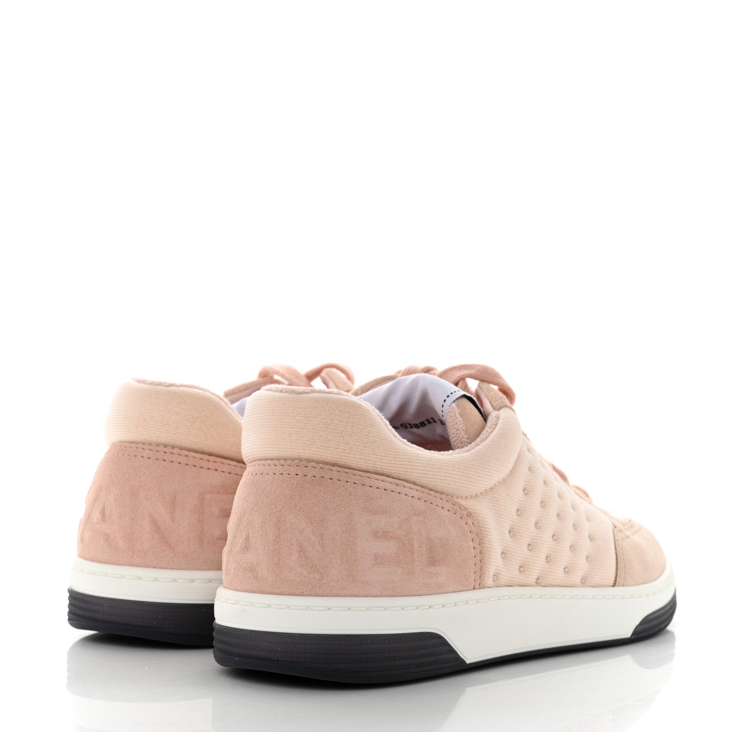 Chanel Fabric Suede Calfskin Logo Sneakers 36 Beige Pink 4 of 10