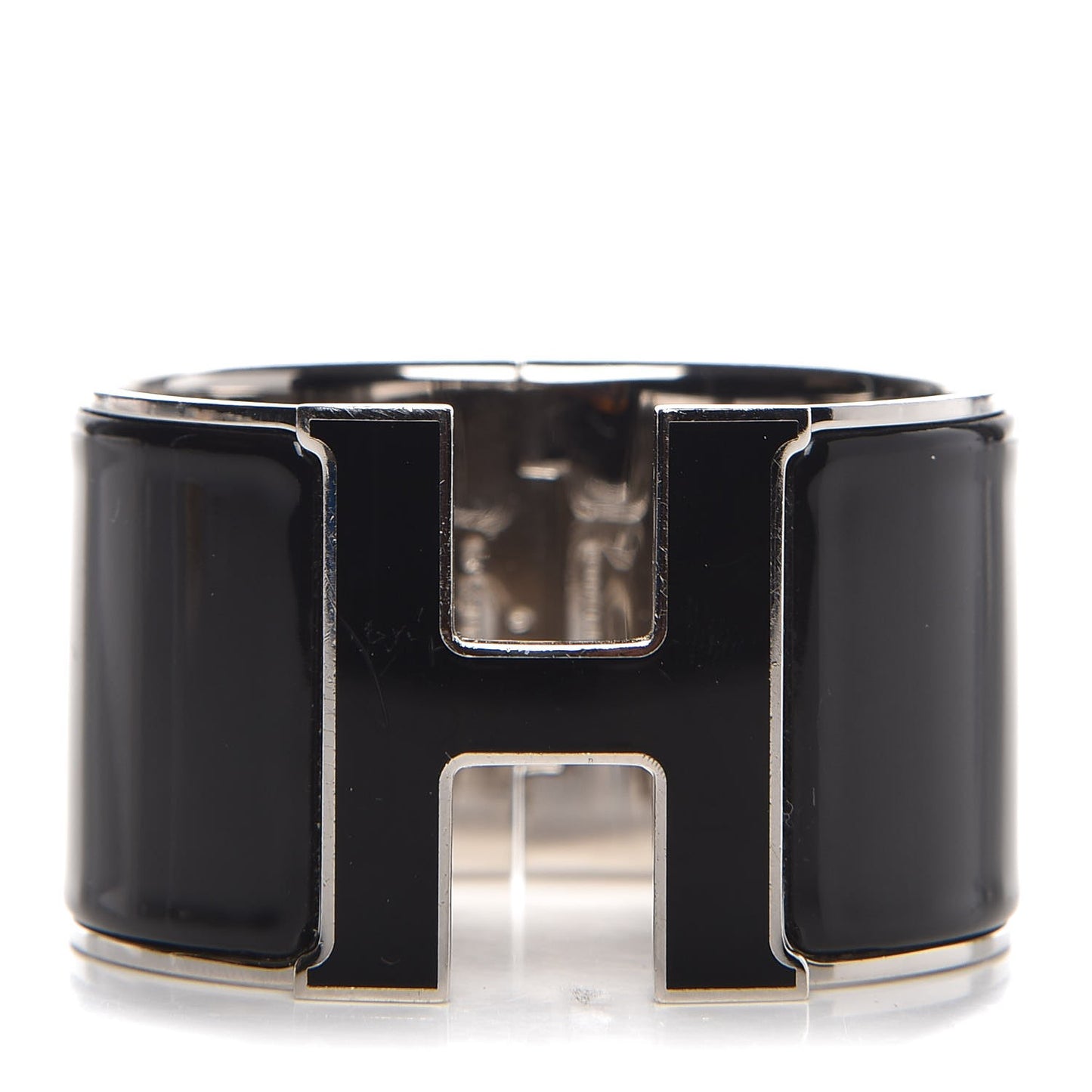 Enamel Extra Wide Clic Clac H Bracelet GM Black