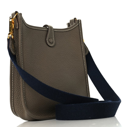 Hermes Taurillon Clemence Amazone Evelyne TPM Etoupe Bleu Indigo 3 of 12