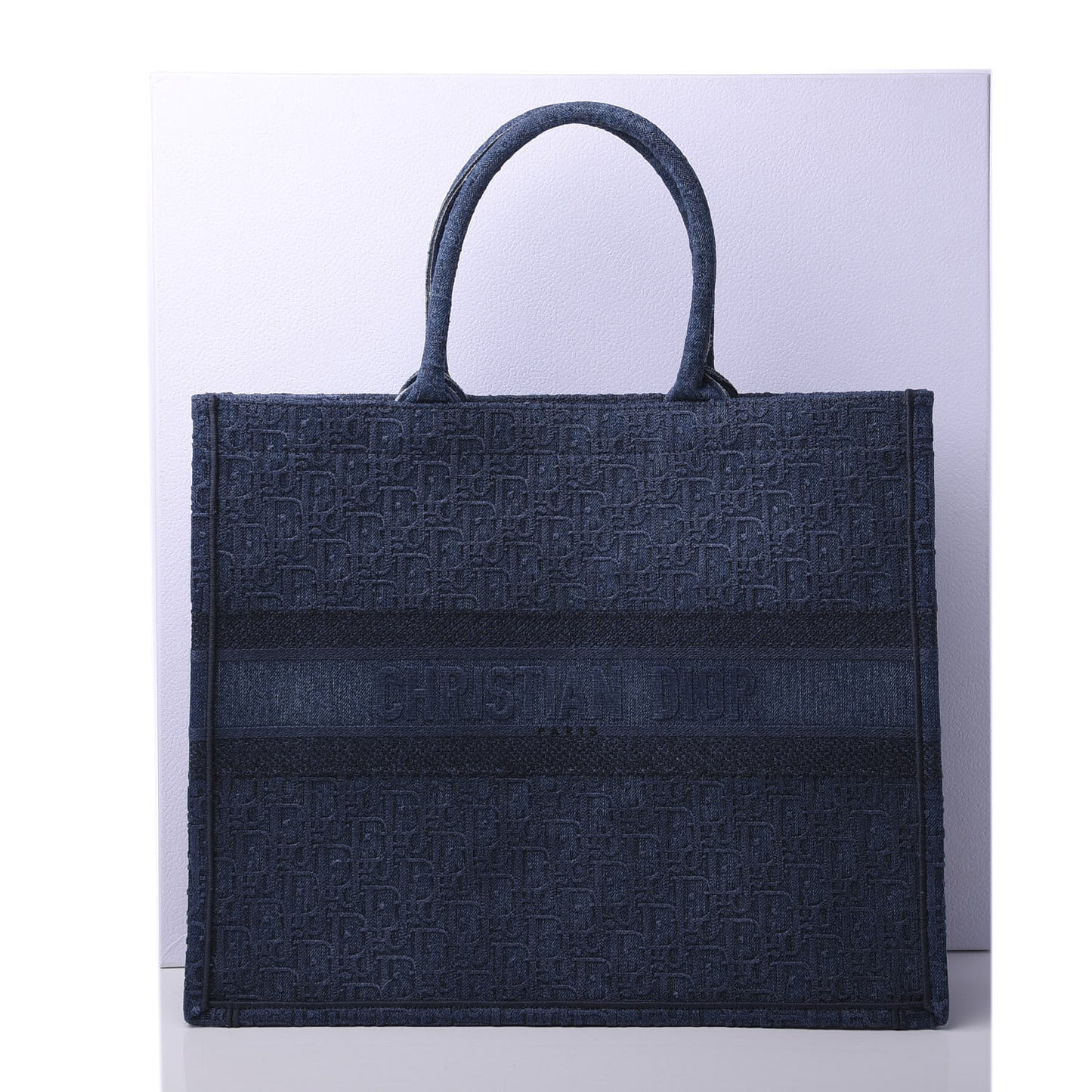 Oblique Denim Book Tote Denim Blue