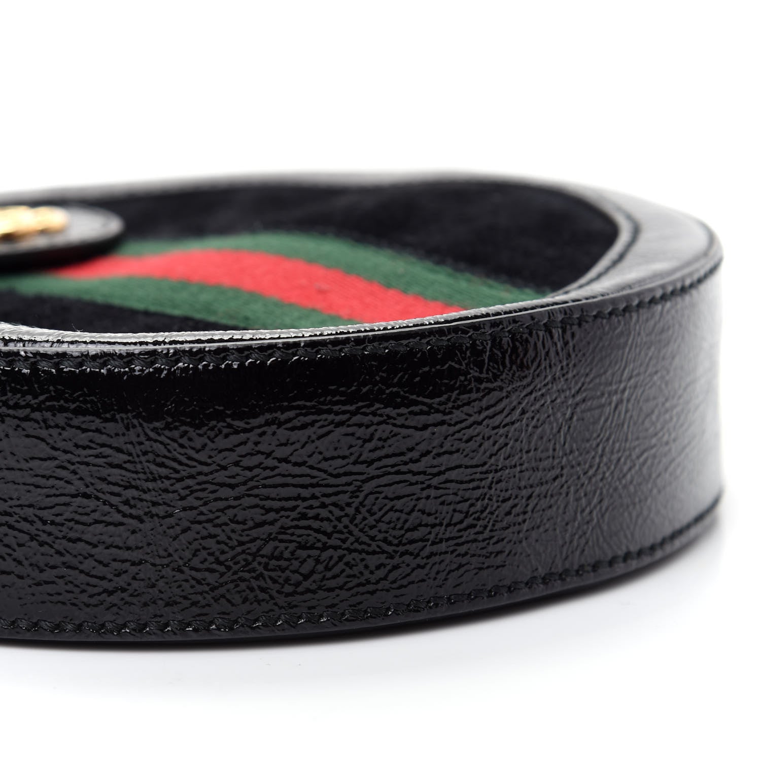Gucci Suede Patent Web Mini Ophidia Round Shoulder Bag Black 6 of 9