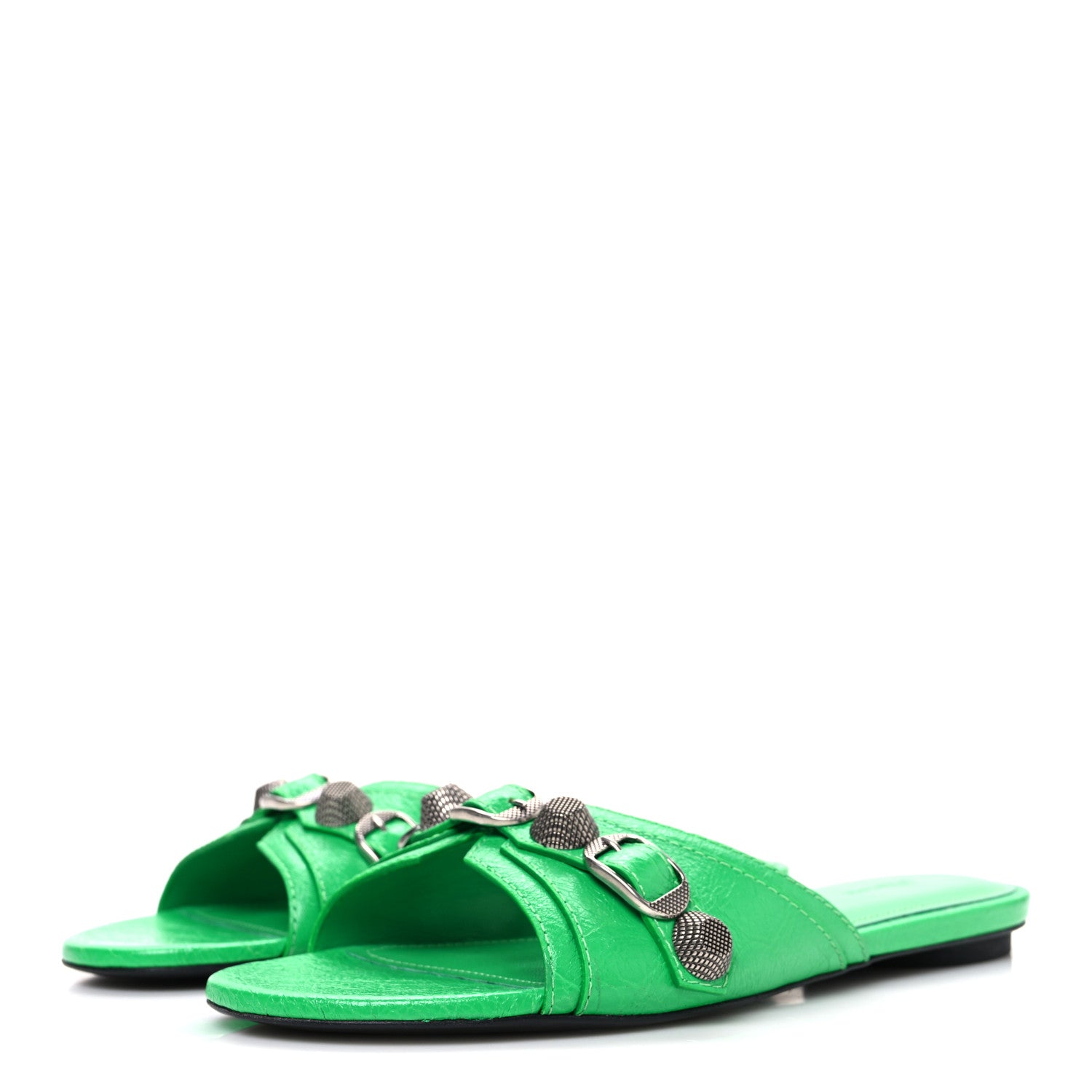 Balenciaga Agneau Arena Cagole Flat Slide Sandals 37 Vivid Green 4 of 10
