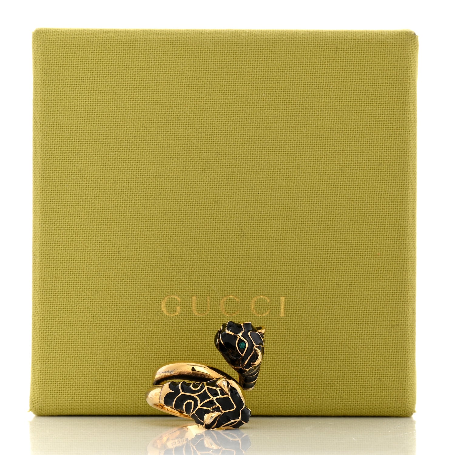 Gucci Tiger Heads Double Wrap Ring 50 5.5 Aged Gold Black 7 of 7