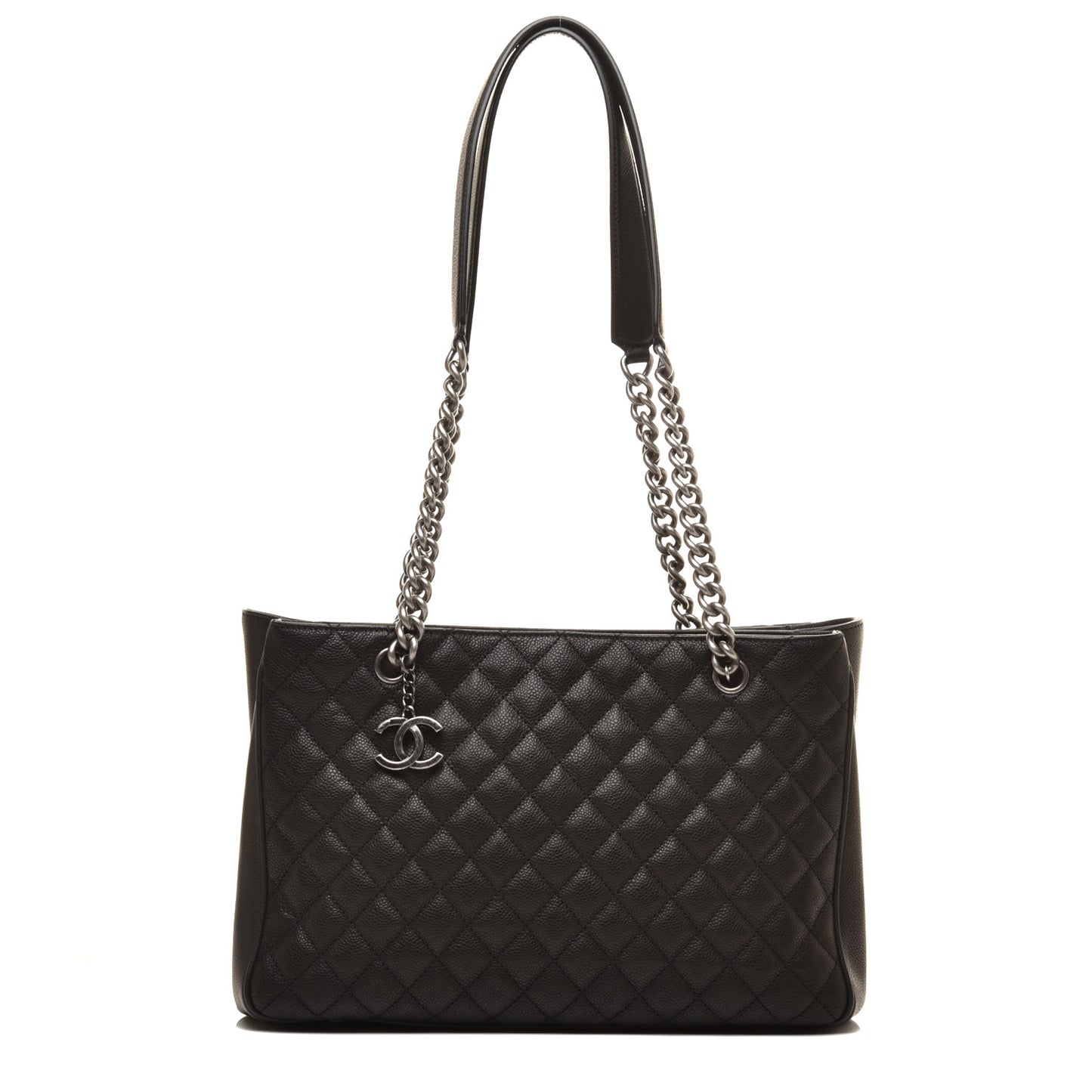 Caviar Quilted Medium Rock In Rome Tote Black