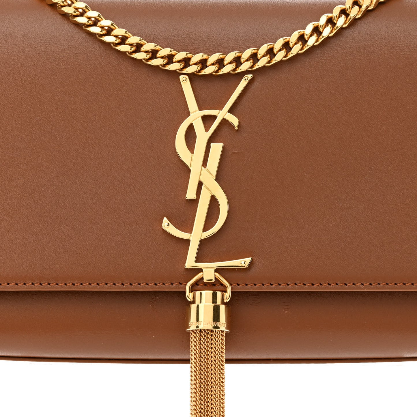 Calfskin Small Classic Monogram Kate Tassel Satchel Fauve