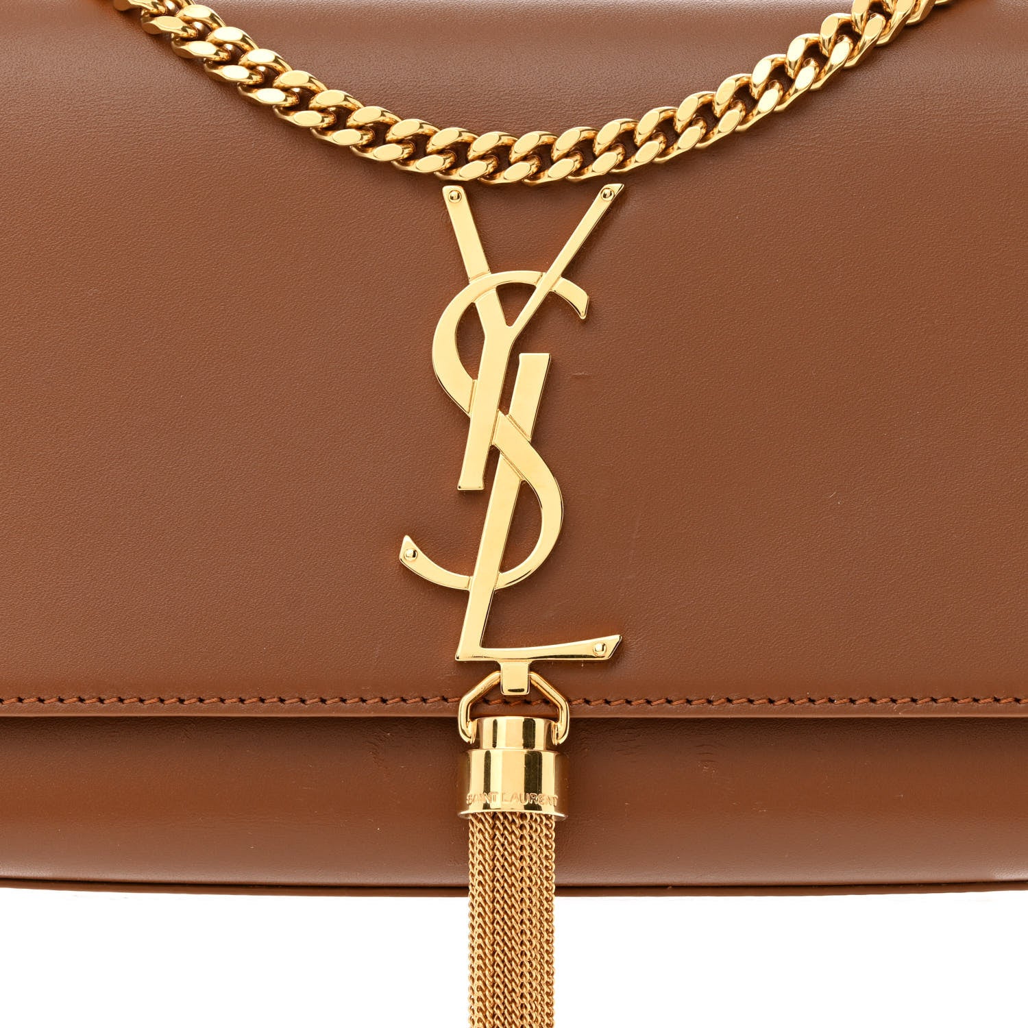 Saint Laurent Calfskin Small Classic Monogram Kate Tassel Satchel Fauve 8 of 11