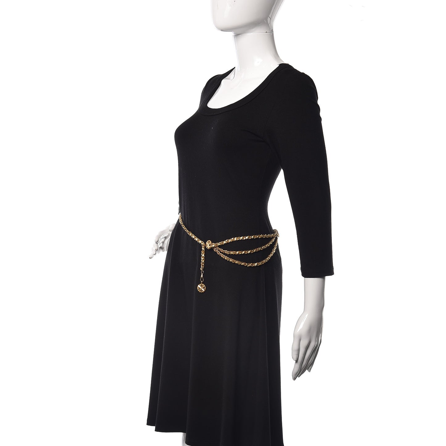 Metal Lambskin Chain CC Clover Belt Gold