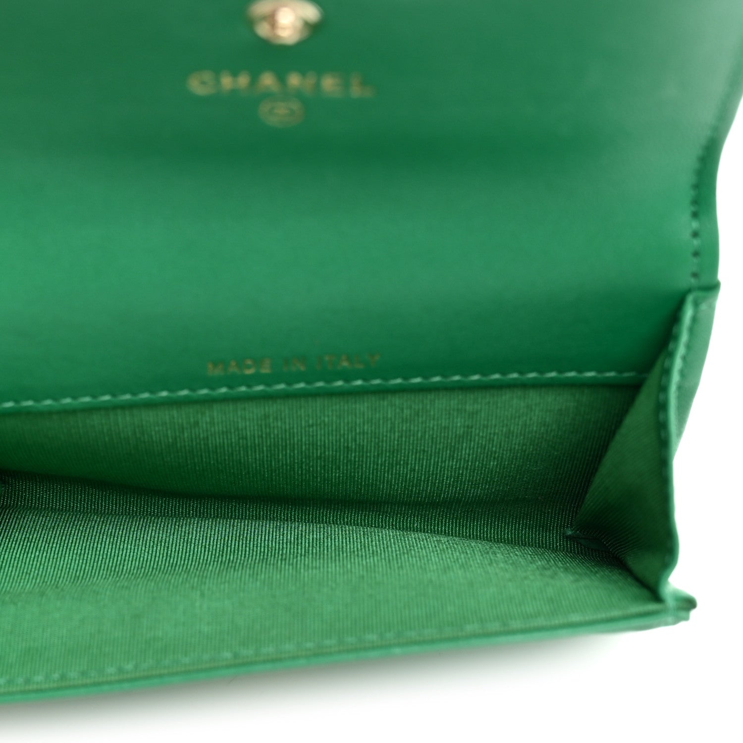 Chanel Lambskin Chevron Quilted Boy Card Holder Wallet Green 5 of 8