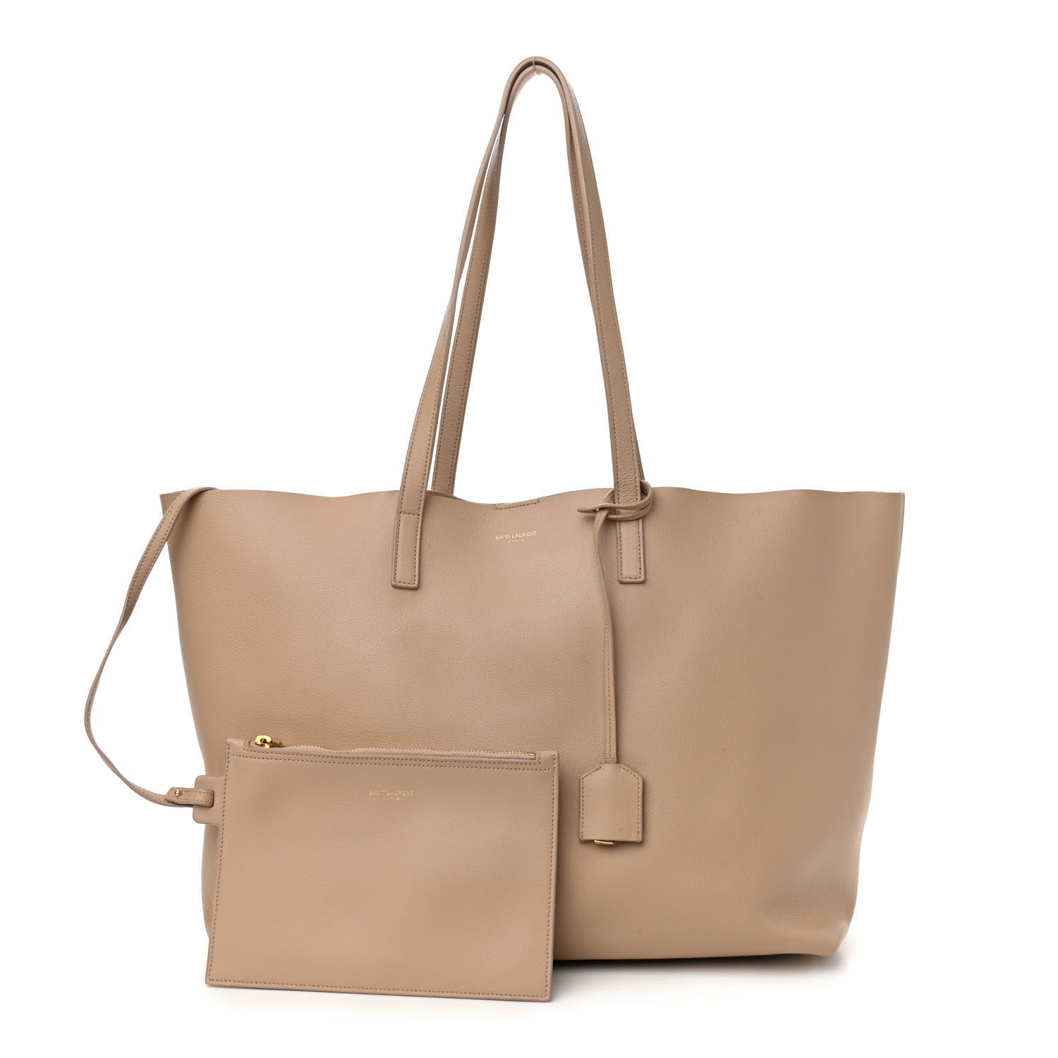 Saint Laurent Calfskin Large Shopping Tote Dark Beige 1 of 17