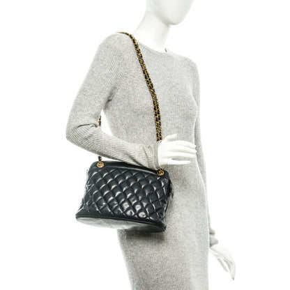 Chanel Lambskin Quilted CC Shoulder Bag Navy Blue 2 of 8