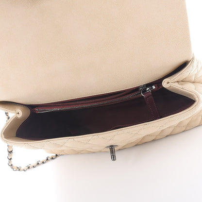 Chanel Caviar Quilted Medium Coco Handle Flap Light Beige 6 of 8