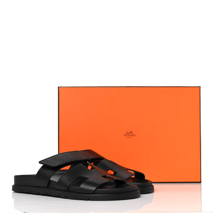 Hermes Calfskin Womens Chypre Sandals 37 Black 9 of 9