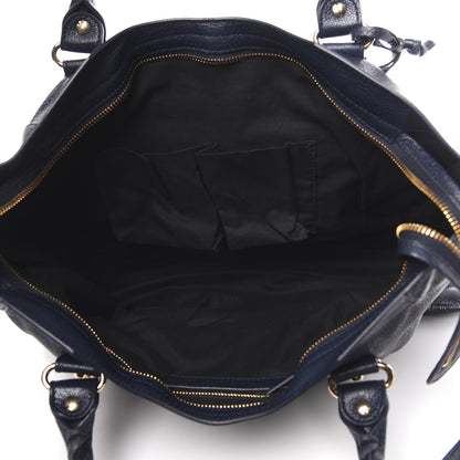 Balenciaga Chevre Gold Metallic Edge Hardware City Bleu Nuit Dark Sea 6 of 12