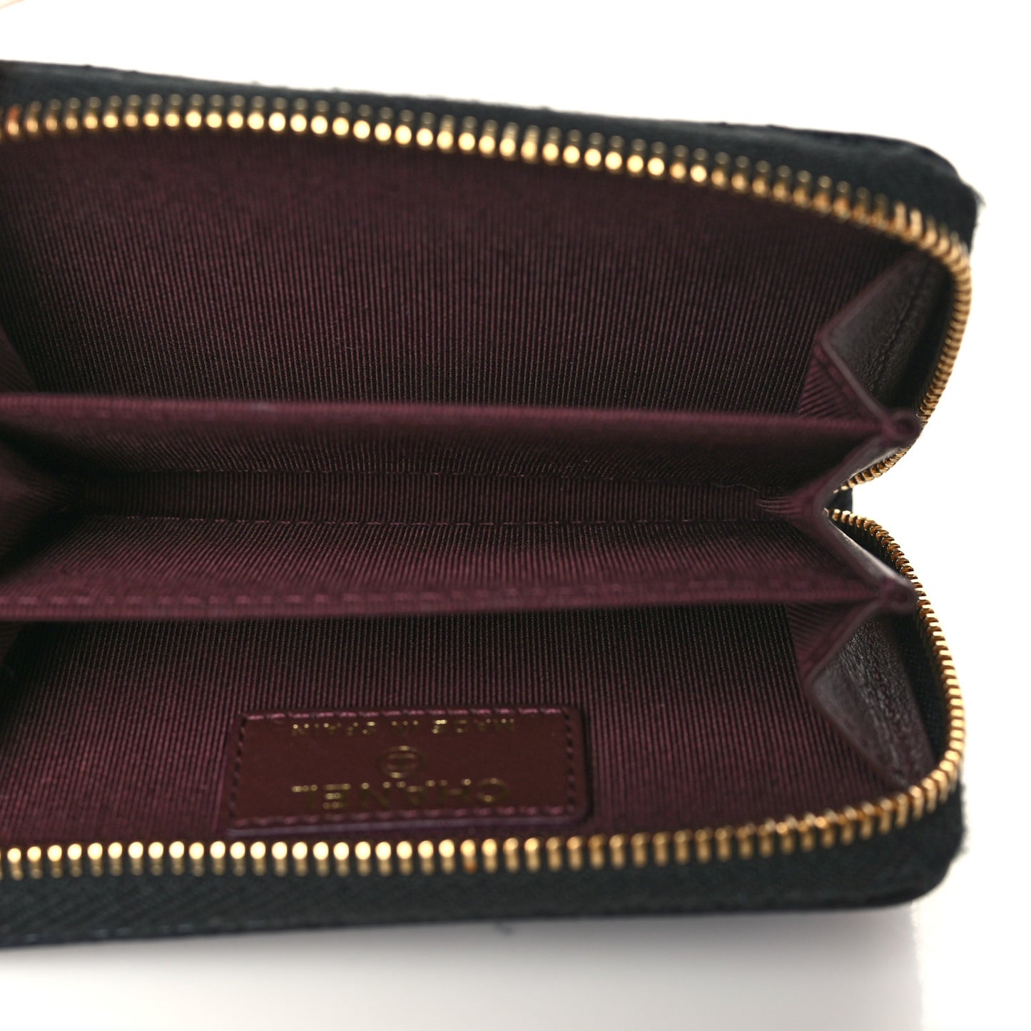 Caviar Quilted Classic Zipped Coin Purse Black