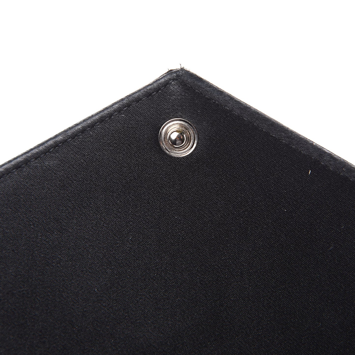 Satin Chevron Monogram Envelope Chain Wallet Black