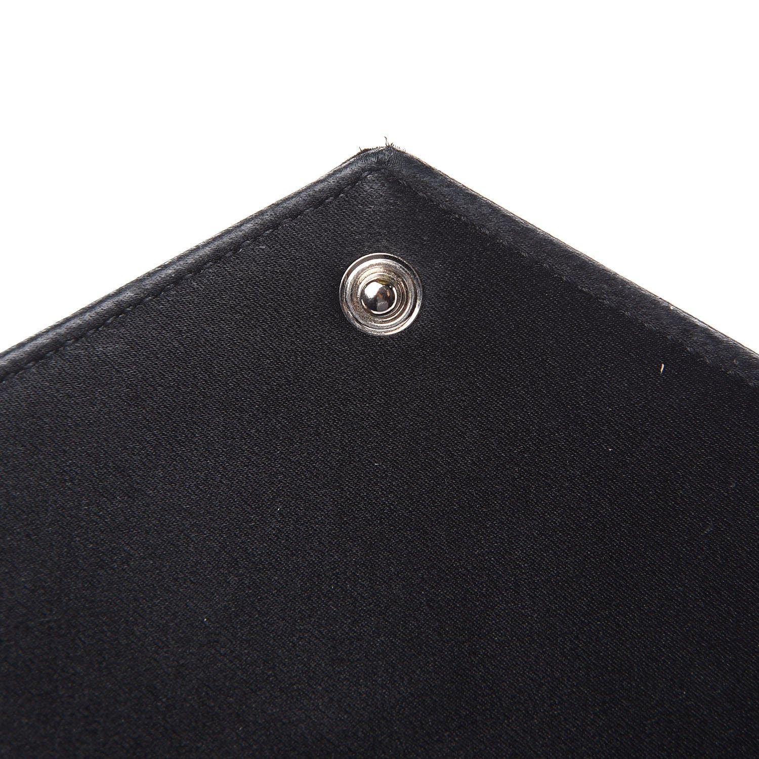 Saint Laurent Satin Chevron Monogram Envelope Chain Wallet Black 12 of 15