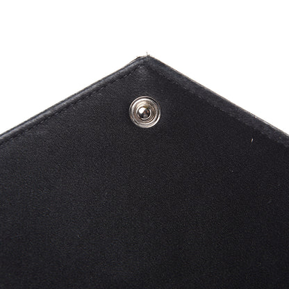 Saint Laurent Satin Chevron Monogram Envelope Chain Wallet Black 12 of 15