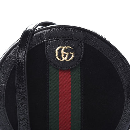 Gucci Suede Patent Web Mini Ophidia Round Shoulder Bag Black 11 of 11