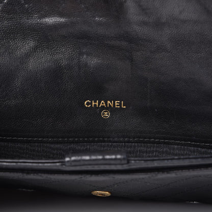Chanel Lambskin Diamond Stitched Envelope Long Flap Wallet Black 6 of 13