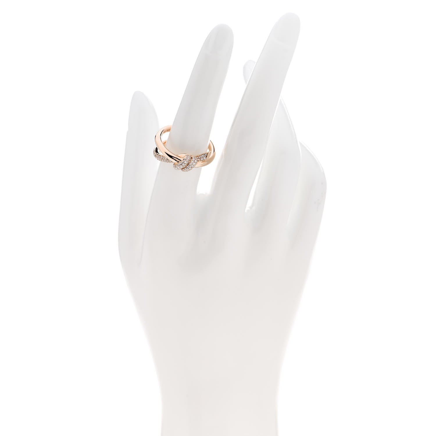 Tiffany 18K Rose Gold Diamond Double Row Knot Ring 56 7.5 2 of 5