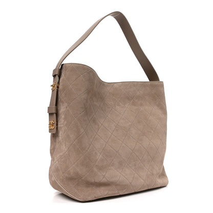 Chanel Suede CC Large Bucket Bag Grey 3 of 10